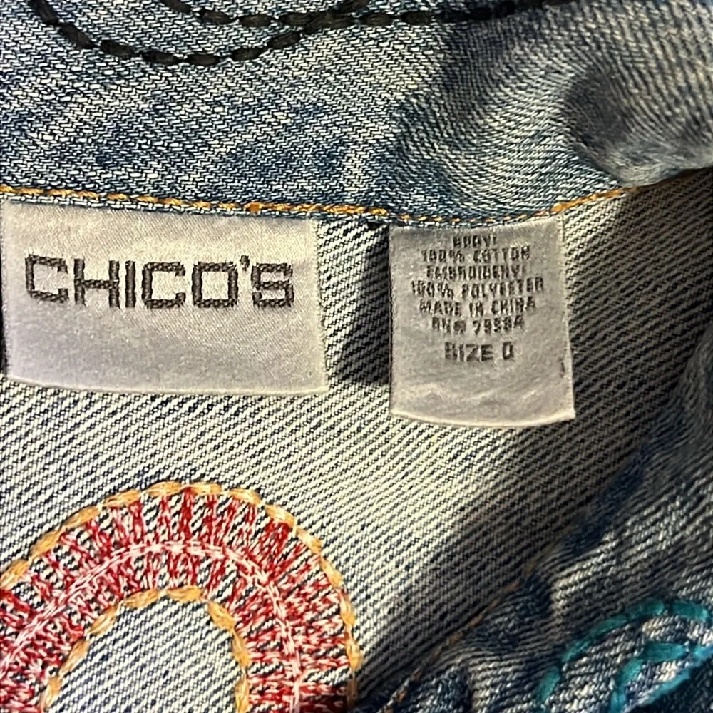 CHICO’S Denim Jean Jacket Love Dream Peace - Picture 7 of 10